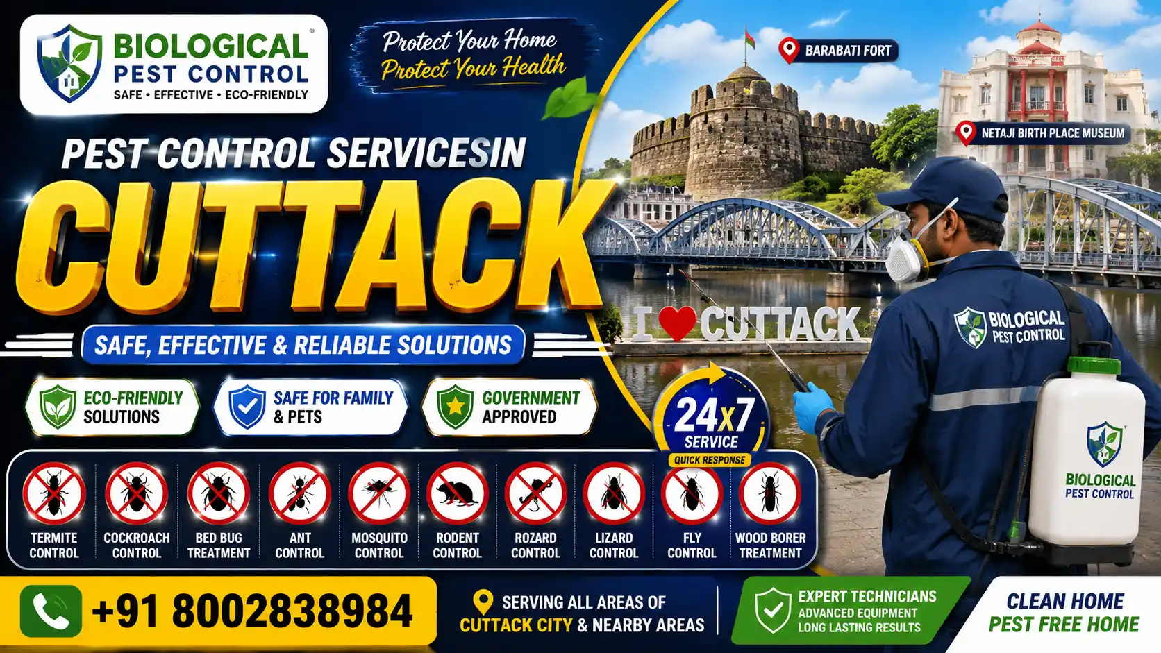 Best Pest Control in Cuttack | Termite Control Services in Cuttack | Biological Pest Control

Meta Description

Need reliable pest control in Cuttack? Biological Pest Control offers termite control, anti-termite treatment, cockroach control, bed bug treatment, rat control, mosquito control, and complete residential & commercial pest management in Cuttack, Cuttack Sadar, Choudwar, Athagarh, Banki, Salipur, Niali, Tangi, and nearby areas.