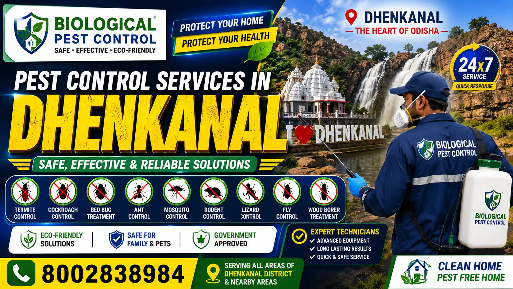 Best Pest Control in Dhenkanal | Termite Control Services in Dhenkanal | Biological Pest Control

Meta Description

Looking for trusted pest control in Dhenkanal, Odisha? Biological Pest Control offers termite control, anti-termite treatment, cockroach control, bed bug treatment, rat control, mosquito control, spider control, and complete residential & commercial pest management in Dhenkanal, Bhuban, Hindol, Kamakhyanagar, Gondia, Parjang, Odapada, and nearby areas.