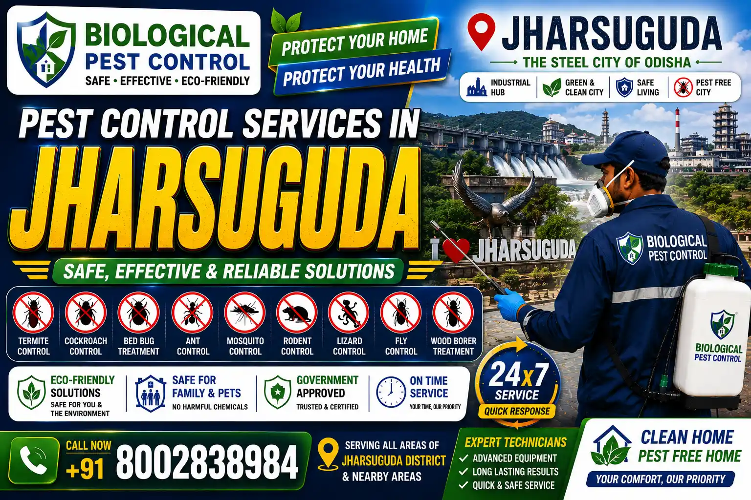 Best Pest Control in Jharsuguda | Termite Control Services in Jharsuguda | Biological Pest Control

Meta Description

Looking for trusted pest control in Jharsuguda, Odisha? Biological Pest Control offers professional termite control, anti-termite treatment, cockroach control, bed bug treatment, rat control, mosquito control, spider control, and complete residential & commercial pest management in Jharsuguda, Brajarajnagar, Belpahar, Lakhanpur, Laikera, Kolabira, Kirmira, and nearby areas.